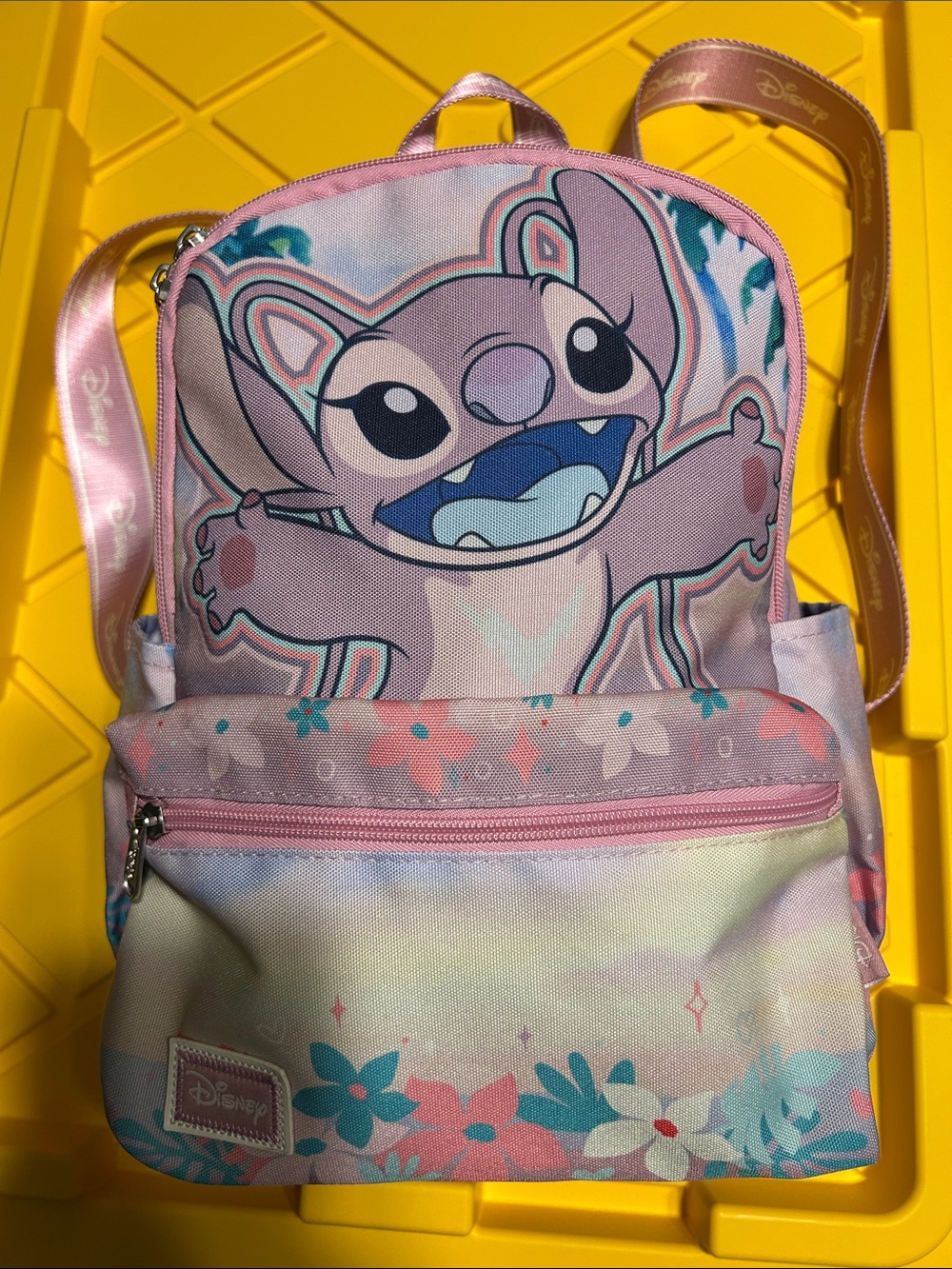 Disney Pink and Blue Stitch Floral Mini Backpack